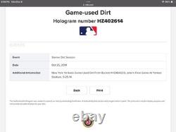 NY Yankees Game Used Dirt Bucket HZ402651 & 614. Jeters Final Game Yankee Stadium