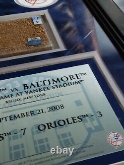 NY Yankees STEINER Plaque Dirt From Last Game at Stadium 2008 & Lineup Card
