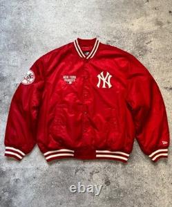 New Era New York Yankees MLB Big Logo Stadium Bomber Jacket Nylon Size L Men Red