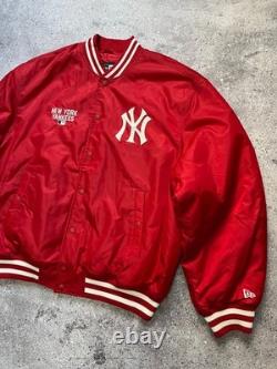 New Era New York Yankees MLB Big Logo Stadium Bomber Jacket Nylon Size L Men Red