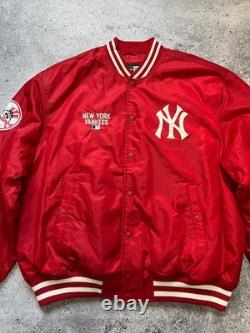 New Era New York Yankees MLB Big Logo Stadium Bomber Jacket Nylon Size L Men Red