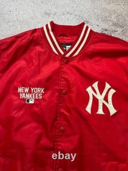 New Era New York Yankees MLB Big Logo Stadium Bomber Jacket Nylon Size L Men Red