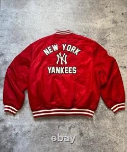 New Era New York Yankees MLB Big Logo Stadium Bomber Jacket Nylon Size L Men Red