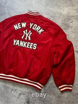 New Era New York Yankees MLB Big Logo Stadium Bomber Jacket Nylon Size L Men Red