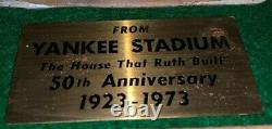 New York Yankee Stadium 50th Anniv Brass Seat Nameplate Aisle Plaque Uniform Pc