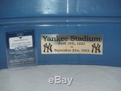 New York Yankee Stadium Game Used Seat Back #6