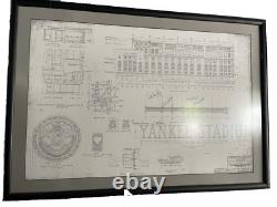 New York Yankee stadium blueprint Autographed By 6 Players 28.5x40.5