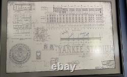 New York Yankee stadium blueprint Autographed By 6 Players 28.5x40.5