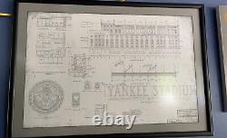 New York Yankee stadium blueprint Autographed By 6 Players 28.5x40.5