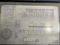 New York Yankee stadium blueprint Autographed By 6 Players 28.5x40.5