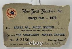 New York Yankees 1970 Season Clergy Pass Yankee Stadium