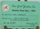 New York Yankees 1972 Press Pass For Yankee Stadium. Card Number A 1137