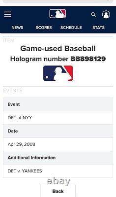 New York Yankees 2008 Final Season Yankee Stadium Game Used Baseball MLB Auth