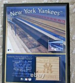 New York Yankees 8x10 Plaque with Game-Used Dugout Bench from Yankee Stadium