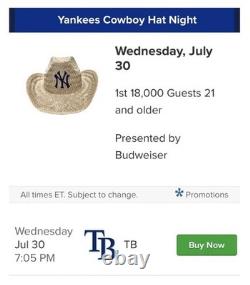 New York Yankees Budweiser Cowboy Hat 2025 Sga Exclusive Walk Off Mlb Rare