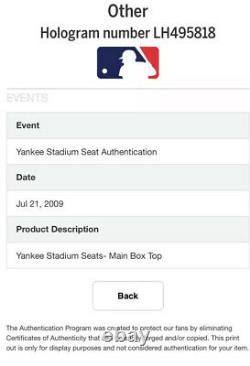 New York Yankees Derek Jeter #2 Game Used Stadium Seat Back Ruth Mantle L@@K