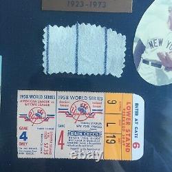 New York Yankees Frame 1958 World Series Ticket, Stadium Railing Seat Marker
