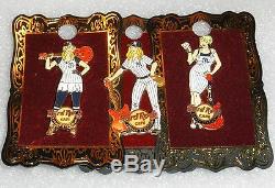 New York Yankees Hard Rock Cafe 3- Pin Set Blonde Yankee Stadium Baseball Girls