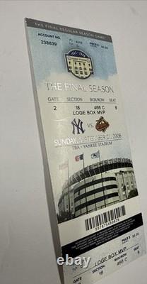 New York Yankees Last Game At Yankee Stadium Tickets 9/21/2008 Very Good