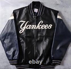 New York Yankees Leather Stadium Jacket Used, Size L mens from Japan F/S