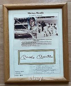 New York Yankees Mickie Mantle Signed Notarized Longest Stadium Homerun Photo