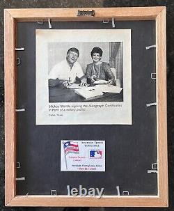 New York Yankees Mickie Mantle Signed Notarized Longest Stadium Homerun Photo