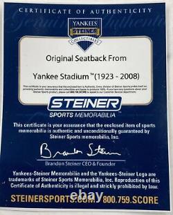 New York Yankees Old Yankee Stadium Original Seat Back Steiner Sports COA