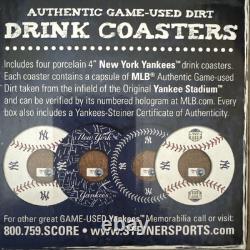 New York Yankees Original Stadium Game Used Dirt Porcelain Baseball Coaster Set
