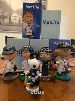 New York Yankees Peanuts Bobblehead Set Sga Charlie Brown Snoopy Lucy Franklin