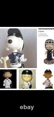 New York Yankees Peanuts Bobblehead Set Sga Snoopy And Friends Mint In Boxes