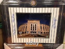 New York Yankees Pitching Greats Triple Signed Frame Stadium Photo- JSA