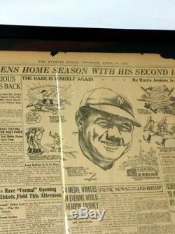 New York Yankees Red Sox 1924 Opening Day Stadium Babe Ruth Newspaper Framed