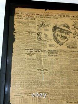 New York Yankees Red Sox 1924 Opening Day Stadium Babe Ruth Newspaper Framed