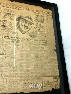 New York Yankees Red Sox 1924 Opening Day Stadium Babe Ruth Newspaper Framed