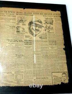 New York Yankees Red Sox 1924 Opening Day Stadium Babe Ruth Newspaper Framed