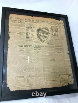 New York Yankees Red Sox 1924 Opening Day Stadium Babe Ruth Newspaper Framed