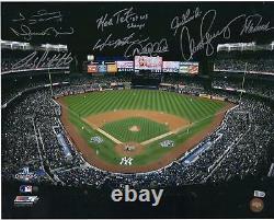 New York Yankees Signed 16 x 20 2009 WS G6 Yankee Stadium Photo with 9 Sigs & Insc