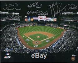 New York Yankees Signed 16 x 20 2009 WS G6 Yankee Stadium Photo with 9 Sigs & Insc