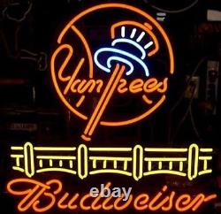 New York Yankees Stadium Baseball 32x24 Neon Light Sign Lamp Club Real Glass