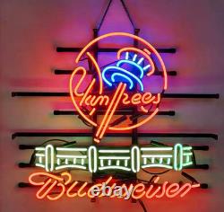 New York Yankees Stadium Bowtie Beer 24x20 Neon Sign Lamp Light Gift Glass