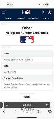 New York Yankees Stadium Original Seat Bottom 2009 WORLD SERIES CHAMP SEASON
