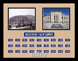 New York Yankees old & new Stadium photos with World Series Championship plaques