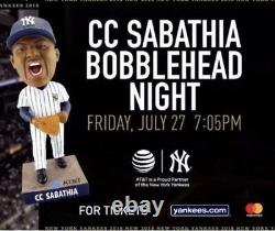 Ny Yankees CC Sabathia Bobblehead Sga Nib 7/27/2018 Braved Rain For It