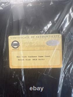 Ny Yankees Original Stadium 2008 Home Dugout Bench Steiner Coa Hologram Plaque