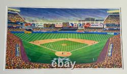 ORIGINAL N. Y. YANKEES Watercolor Stadium. Artist Michael J. Leu. Matted Framed