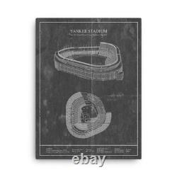 Old Yankee Stadium Blueprint Vintage styled New York Baseball Art