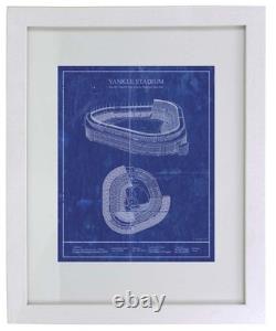 Old Yankee Stadium Blueprint Vintage styled New York Baseball Art
