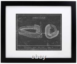 Old Yankee Stadium Blueprint Vintage styled New York Baseball Art