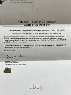 Old Yankee Stadium Game Used Blue Tier Reserve 24 A-x Plate Mlb & Steiner Coa