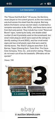 Old Yankee Stadium Metal Box Seat Sign And Plaque